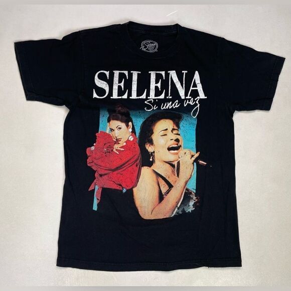 Selena Graphic T-shirt Women Small Black Short Sleeve Music - Picture 1 of 5